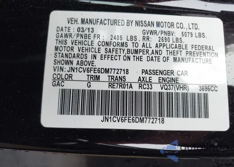 2013 Infiniti G37 из США, поврежденный, VIN JN1CV6FE6DM772718